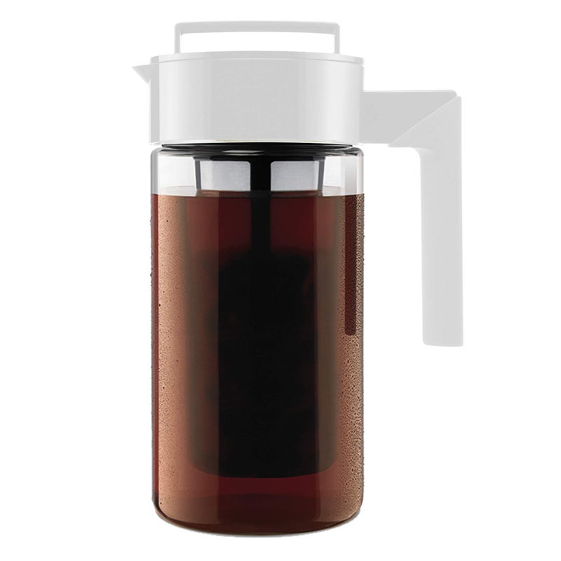 Takeya Tritan Cold Brew Coffee Maker - Airtight Pitcher with Leak-Free Lid - BPA-Free Cold Brew Maker with Silicone Handle - Dishwasher-Safe Pitcher for Homemade Cold Brew - 1 Quart, White - Image 1